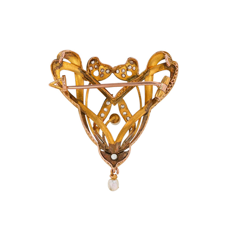 Broche ancienne 2 ors perle...