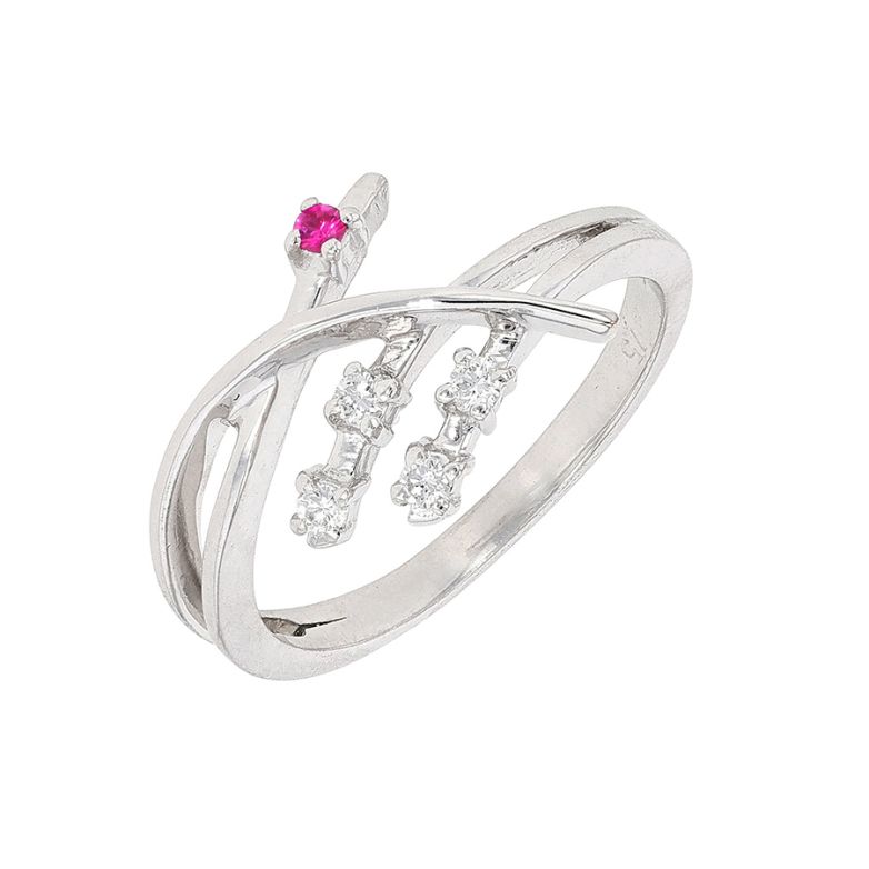 Bague or gris rubis et diamant(s)
