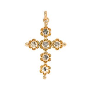 croix or jaune rose de diamants