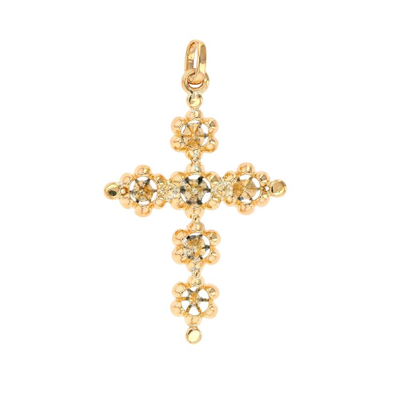 croix or jaune rose de diamants 