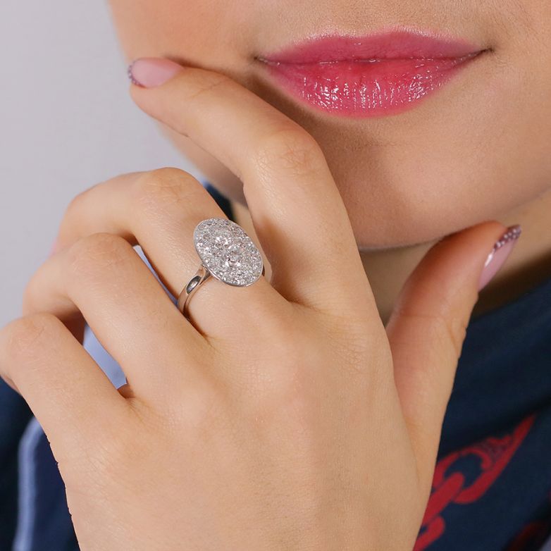 Bague or gris diamant(s) t. ancienne Vintage 
