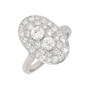 Bague or gris diamant(s) t. ancienne Vintage