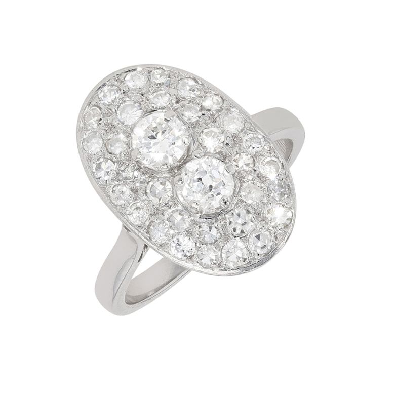 Bague or gris diamant(s) t. ancienne Vintage