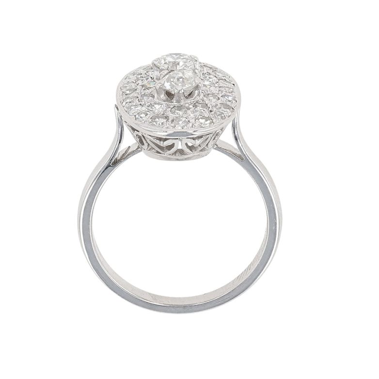 Bague or gris diamant(s) t. ancienne Vintage 