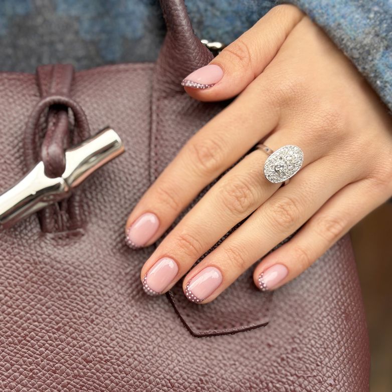 Bague or gris diamant(s) t. ancienne Vintage 