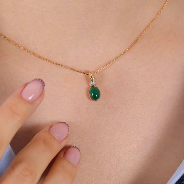 Pendentif or bicolore émeraude et diamant(s) 