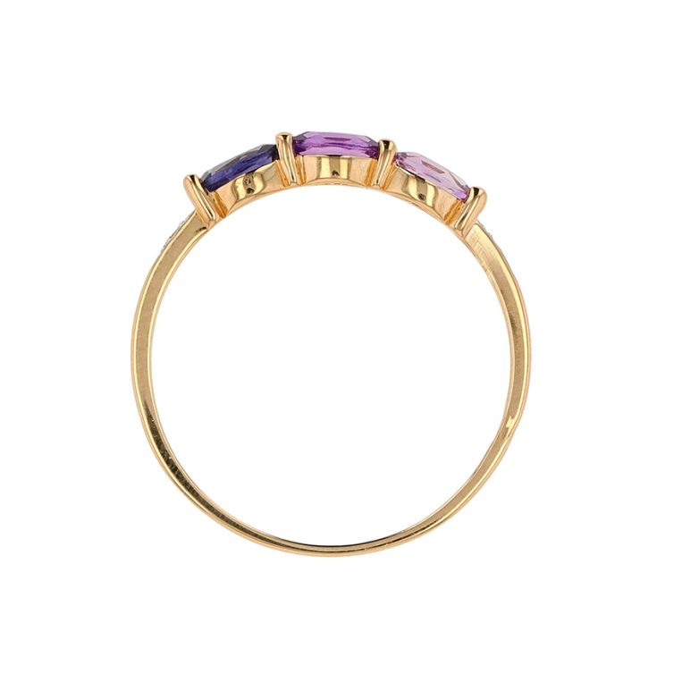 Bague or jaune diamant,P.fine améthystes et iolite