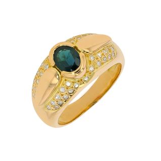 Bague or jaune saphir et diamant(s)