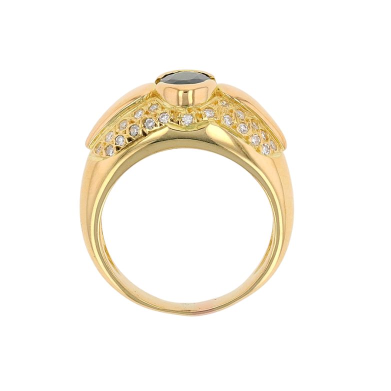 Bague or jaune saphir et diamant(s) 