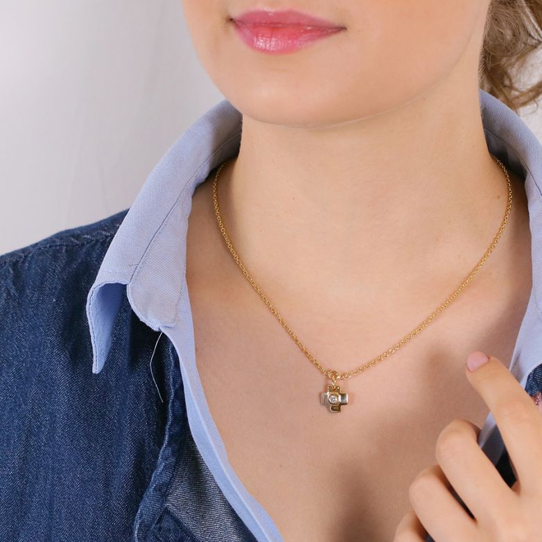Collier maille forçat or jaune diamant (s) 