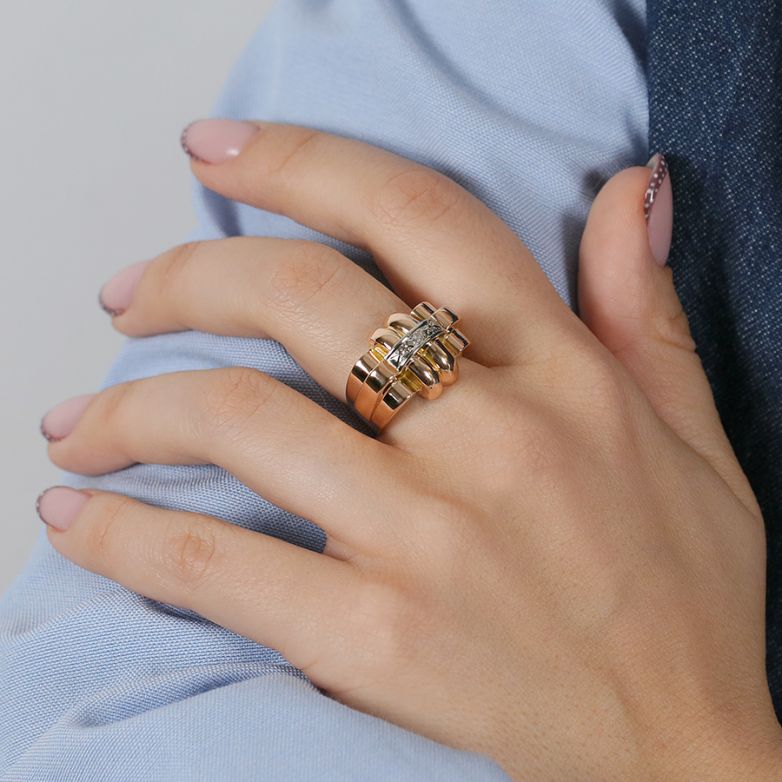 Bague 2 ors diamant (s) Vintage 