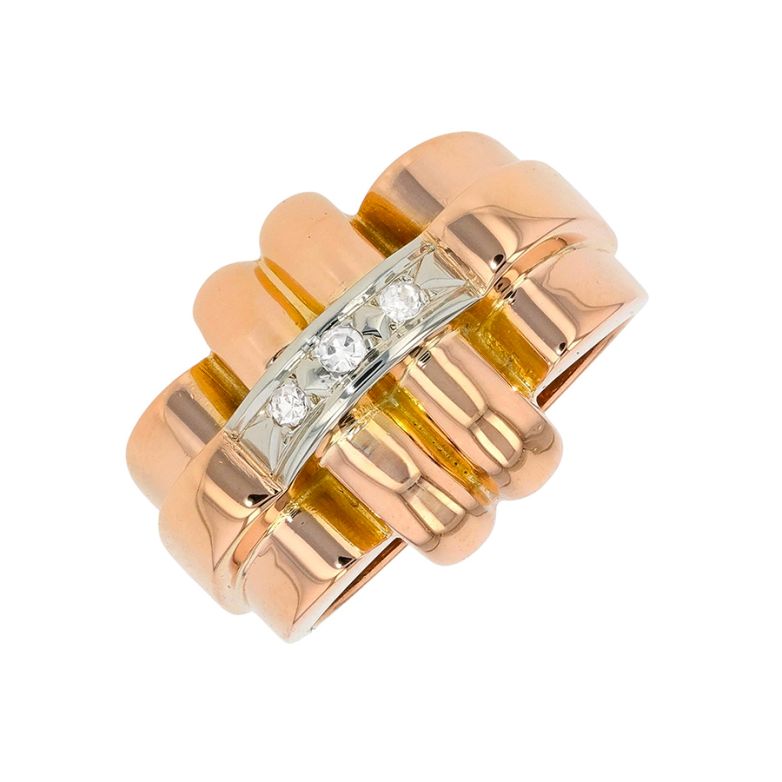 Bague 2 ors diamant (s) Vintage