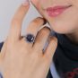Bague Platine saphir et diamant(s) Saphir de synthèse