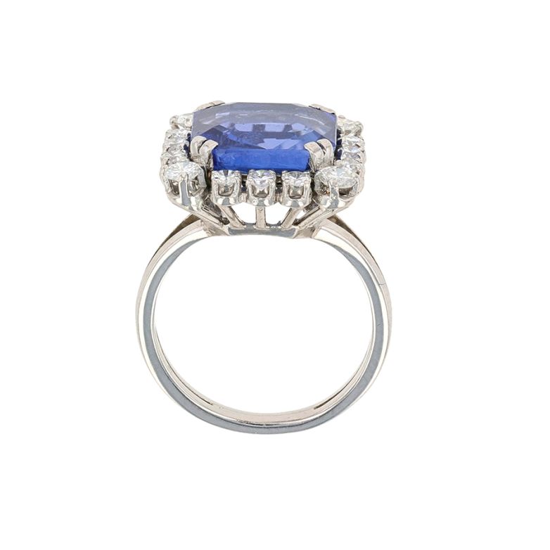 Bague Platine saphir et diamant(s) Saphir de synthèse