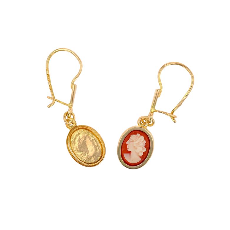 Boucles d'oreilles or jaune Camée