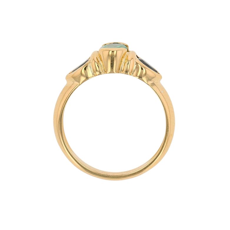 Bague or jaune Emeraude et Saphirs