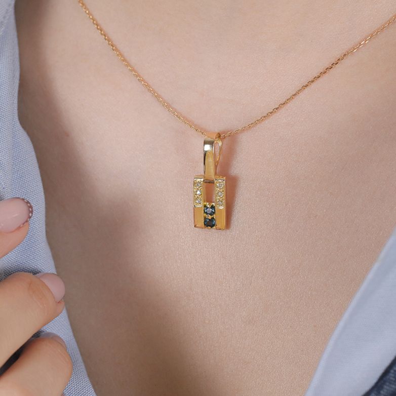 Pendentif or jaune saphir et diamant(s) 