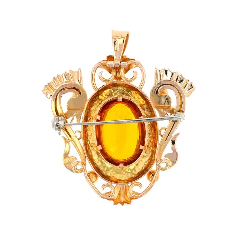 Pendentif or jaune Pierres fines Vintage 