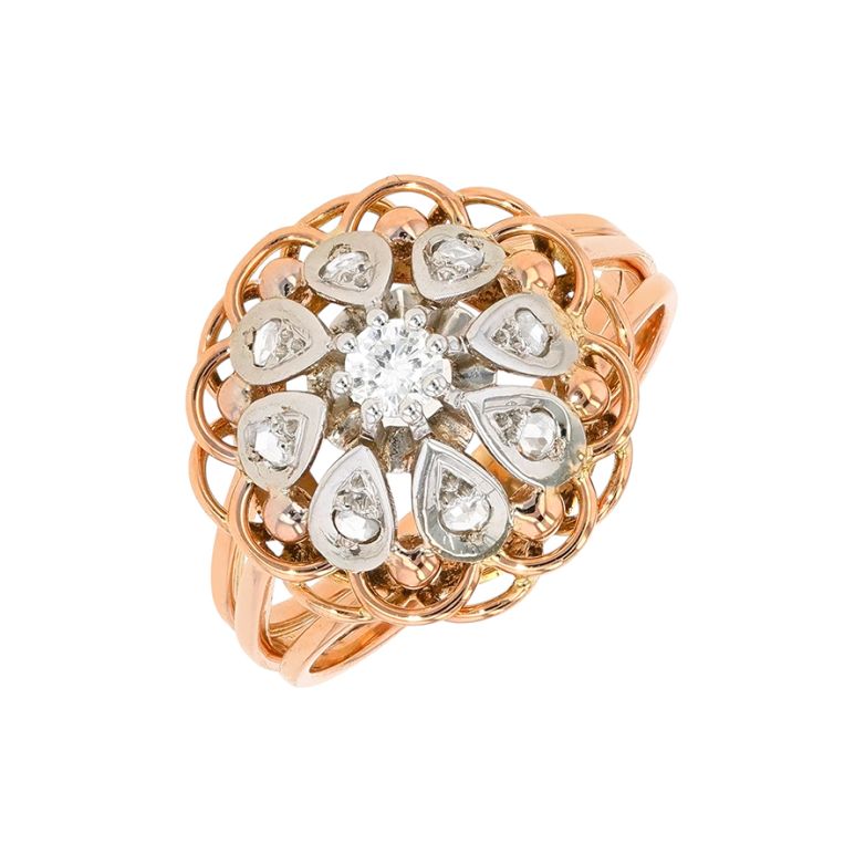 Bague 2 ors diamant (s) Vintage 