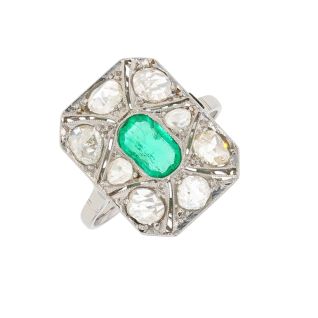 Bague Platine émeraude et diamant(s) Vintage