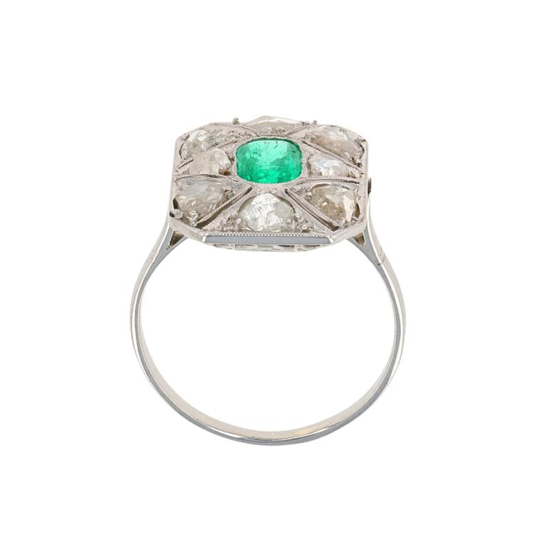 Bague Platine émeraude et diamant(s) Vintage 