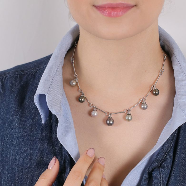 collier or gris Perle Tahiti