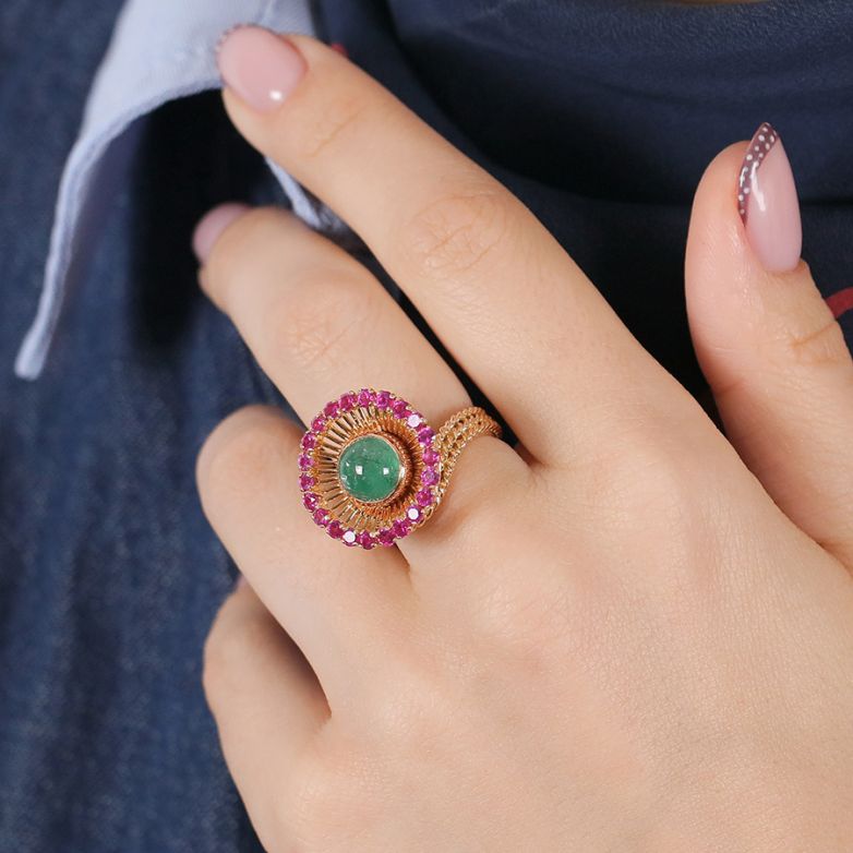 Bague or jaune Emeraude Vintage 