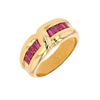 Bague or jaune rubis et diamant(s)